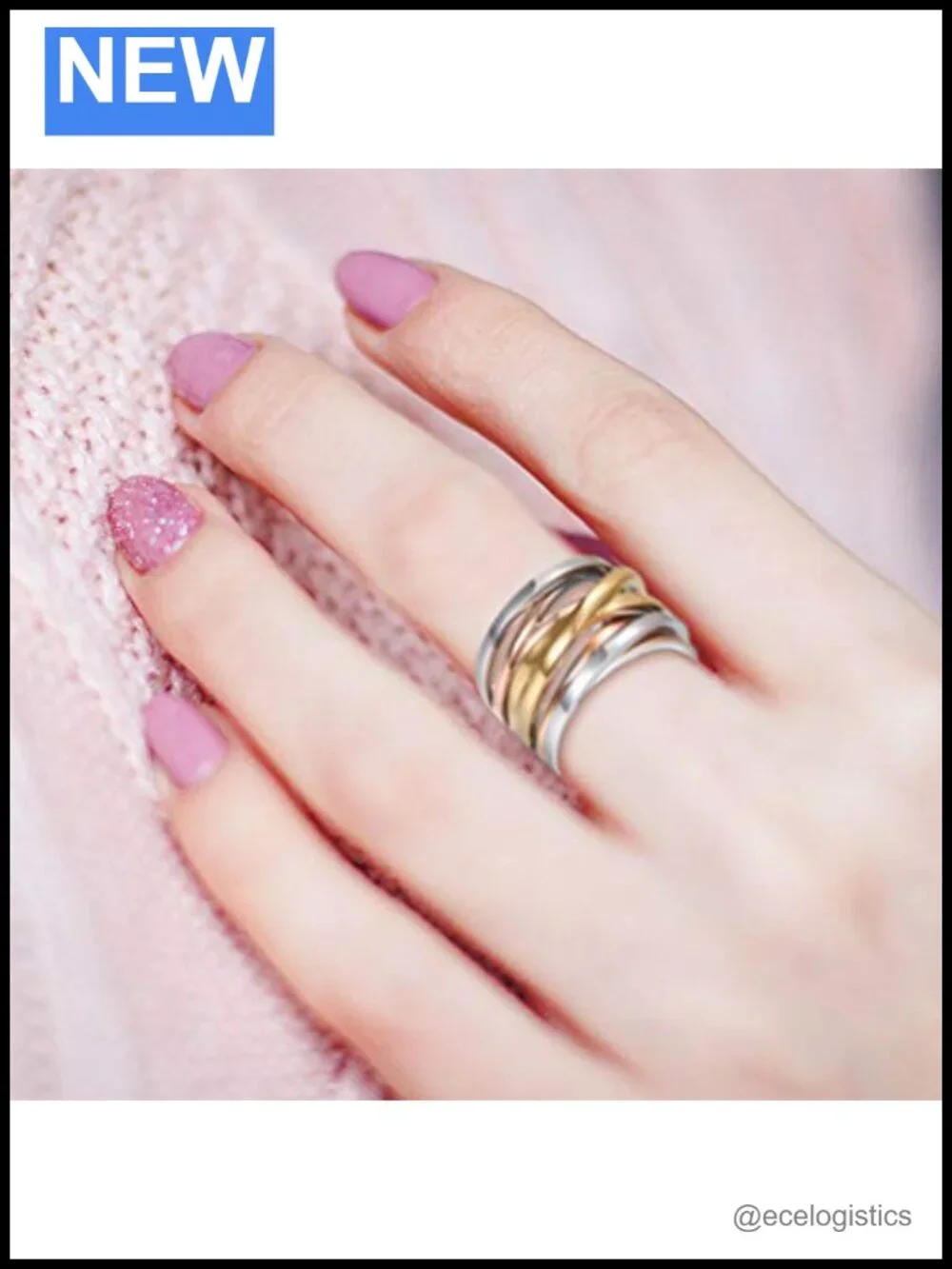 Stainless Steel Knot Ring Gold Plated Cross Statement Engagement Rings for Women